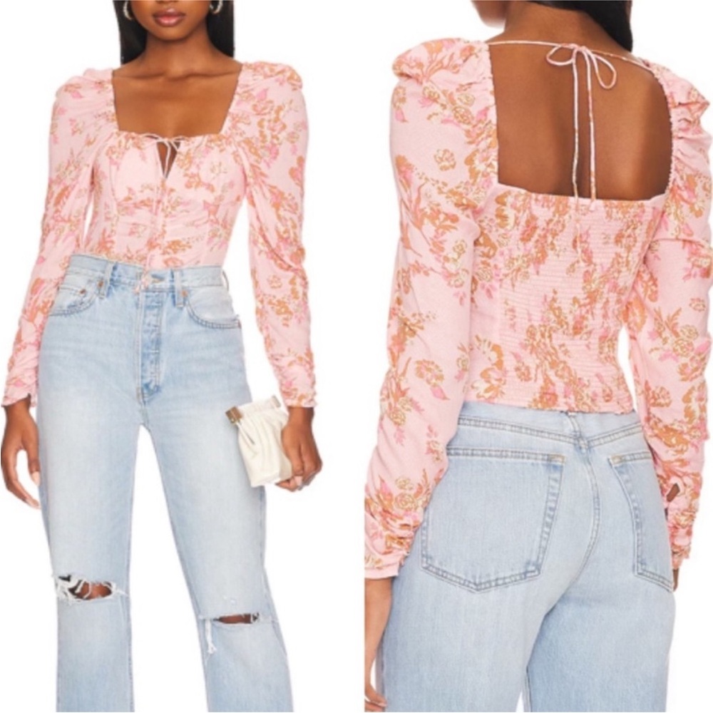 NWT NEW Free People Hilary Top Women’s Sz XS Pink Combo Floral Boho